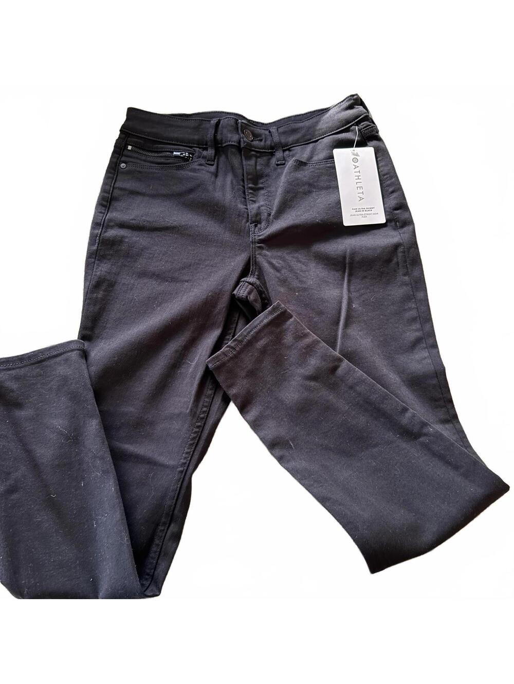 ATHLETA‎ NWT Flex Ultra Skinny Luxury Jeans Jet Black SZ 6 Petite NWT Stretchy